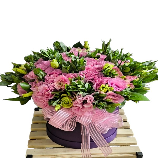  Alanya Flowers Mor Kutuda 35 Adet Pembe Lisyantuslar