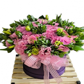  Alanya Flowers Mor Kutuda 35 Adet Pembe Lisyantuslar