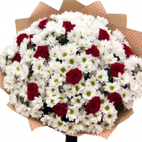  Alanya Flowers 15 Adet Kırmızı Gül ve Papatyalar